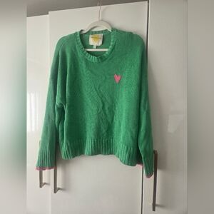 Kerri Rosenthal Silk and Linen Blend Heart Knit Sweater